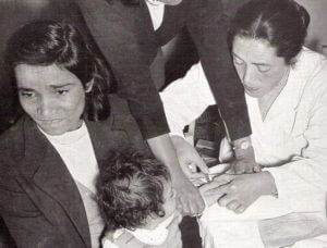 Child getting polio vaccine