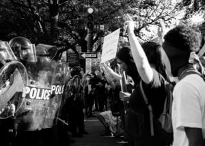 Protest image from 2020, illustrating the present-day relevance of the skills taught in The Nomadic Professor's Media Literacy course