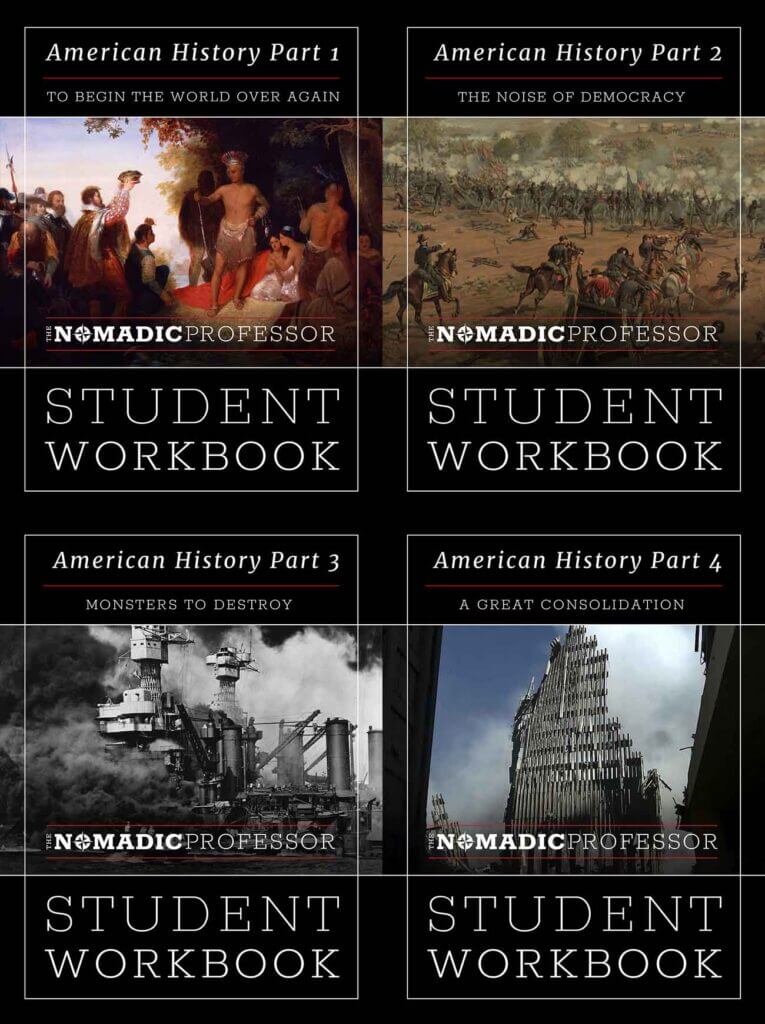 Student workbook covers for The Nomadic Professor's US History series